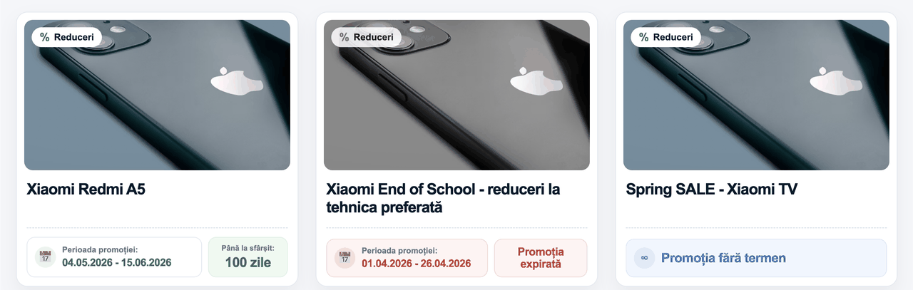 The new promotion card: active, expired and open-ended